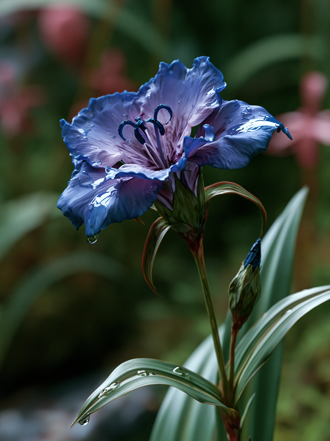 Blaue Iris nach dem Regen